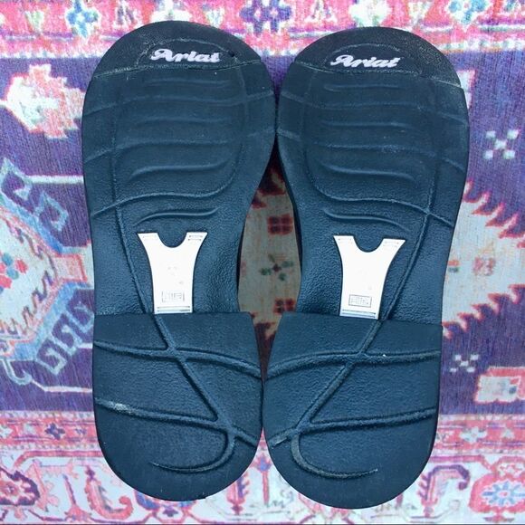 Ariat Black Leather Boots with Purple Stitching - Picture 4 of 16